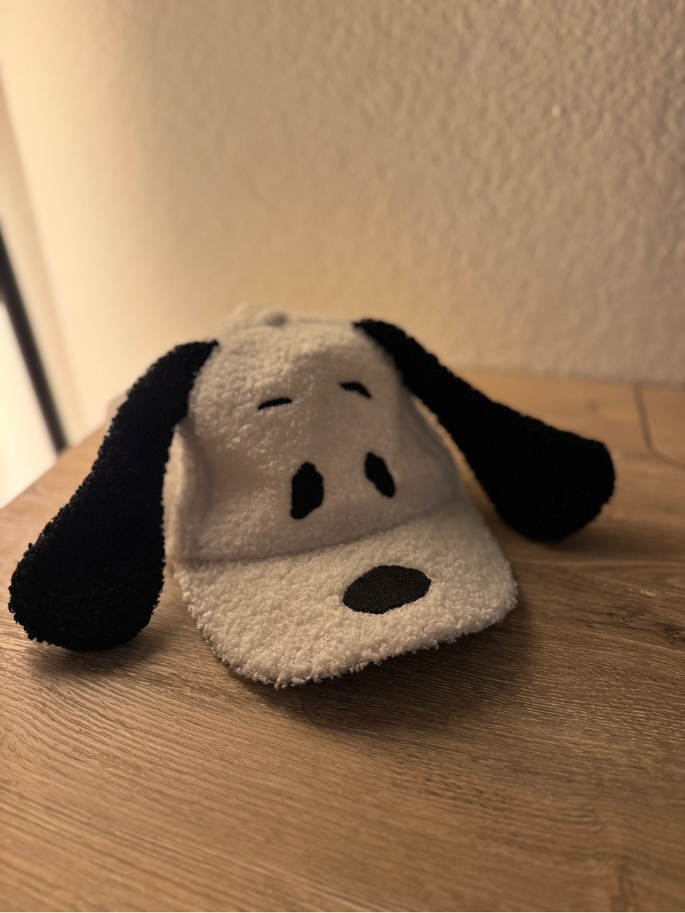 Kids Plush Dog Ear Cap Hat - Black & White